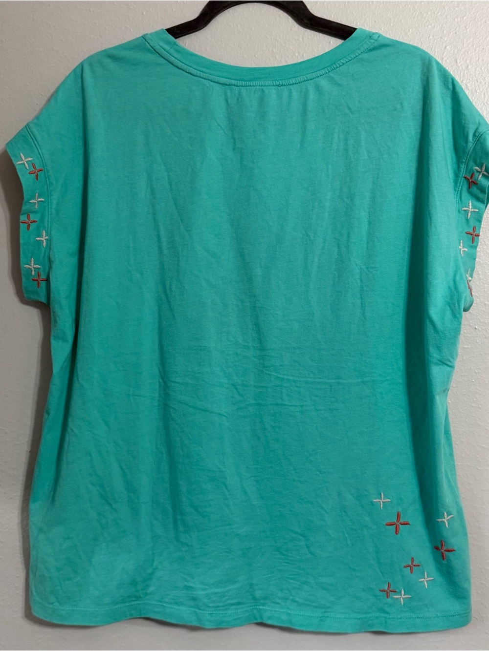Johnny Was Embroidered Teal Tee Size Large - Picture 2 of 7